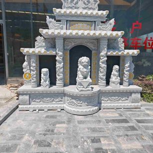 赤峰芝麻白中国黑石材套墓 花岗岩墓碑