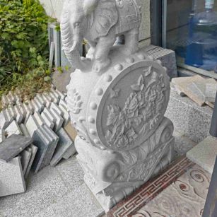 赤峰芝麻白抱鼓石 庭院抱鼓石